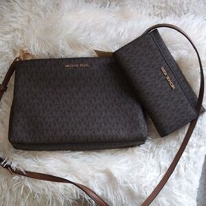 Michael Kors Dark Brown Crossbody Bag and Wallet